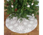 Grey Snowflakes Christmas Tree Skirt Holiday Xmas Tree Skirts Ornaments,Diameter 90cm