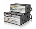 3 Pack Foldable Storage Bag Organizers, Large Clear Window & Carry Handles, Great for Clothes, Blankets, Closets, Bedrooms,Grey