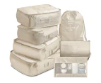 7 Set Packing Cubes for Suitcases Travel Luggage Packing Organizers for Man & Woman,Beige