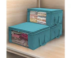 3 Pack Foldable Storage Bag Organizers, Large Clear Window & Carry Handles, Great for Clothes, Blankets, Closets, Bedrooms,Green