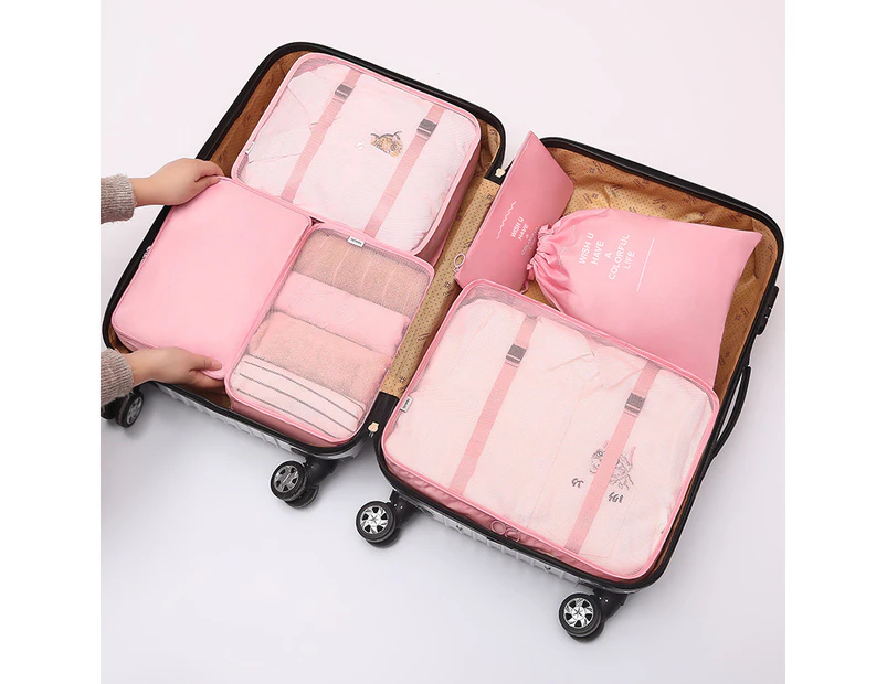 6 Set Packing Cubes for Suitcases Travel Luggage Packing Organizers,Pink(One Free Giveaway As Seen On Photo)