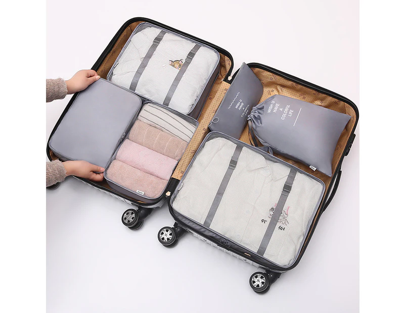 6 Set Packing Cubes for Suitcases Travel Luggage Packing Organizers,Grey(One Free Giveaway As Seen On Photo)