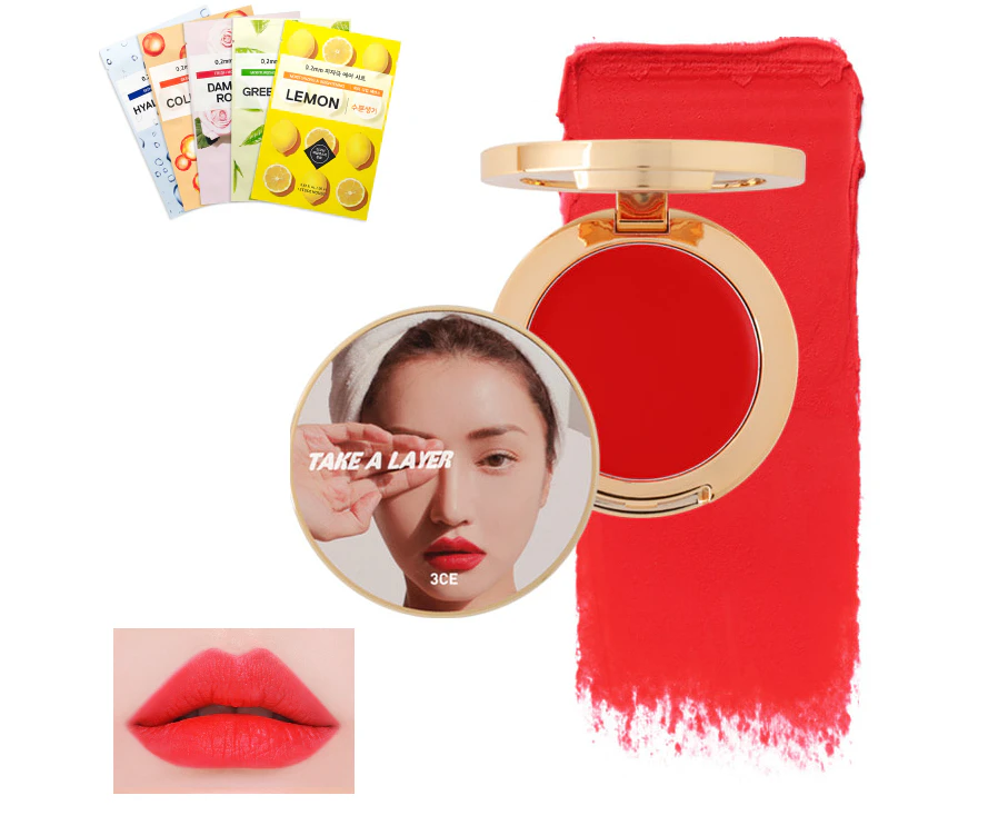 3CE Take A Layer Multi Pot Lip Cheek & Eye #Scarlet Red - Stylenanda 3 Concept Eyes + Face Mask