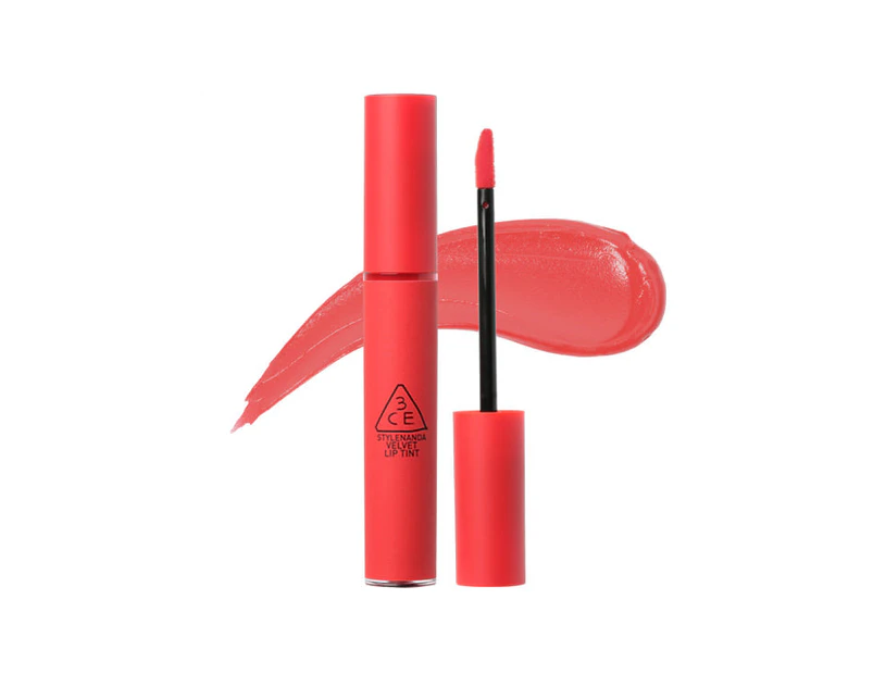 3CE Velvet Lip Tint #Gentle Coral Matte Liquid Lipstick + Face Mask Stylenanda 3 Concept Eyes