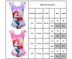 Children Kid Girls Cartoon The Little Mermaid Ariel Print Monokini Swimsuit Ruffle One Piece Beachwear - Pink