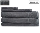5pc Sheraton Luxury Maison Soho Cotton Bath/Face/Hand Towel/Mat Set Charcoal