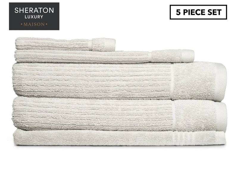 5pc Sheraton Luxury Maison Soho Cotton Bath/Face/Hand Towel/Mat Pack/Set Grey