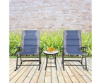 Costway Outdoor Rocking Chairs Set Patio Furniture Lounge Setting Glass Side Table Garden Bistro Yard Blue