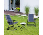 Costway Outdoor Rocking Chairs Set Patio Furniture Lounge Setting Glass Side Table Garden Bistro Yard Blue