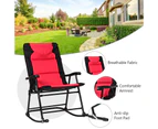 Costway Outdoor Rocking Chairs Set Patio Furniture Lounge Setting Glass Side Table Garden Bistro Yard Red