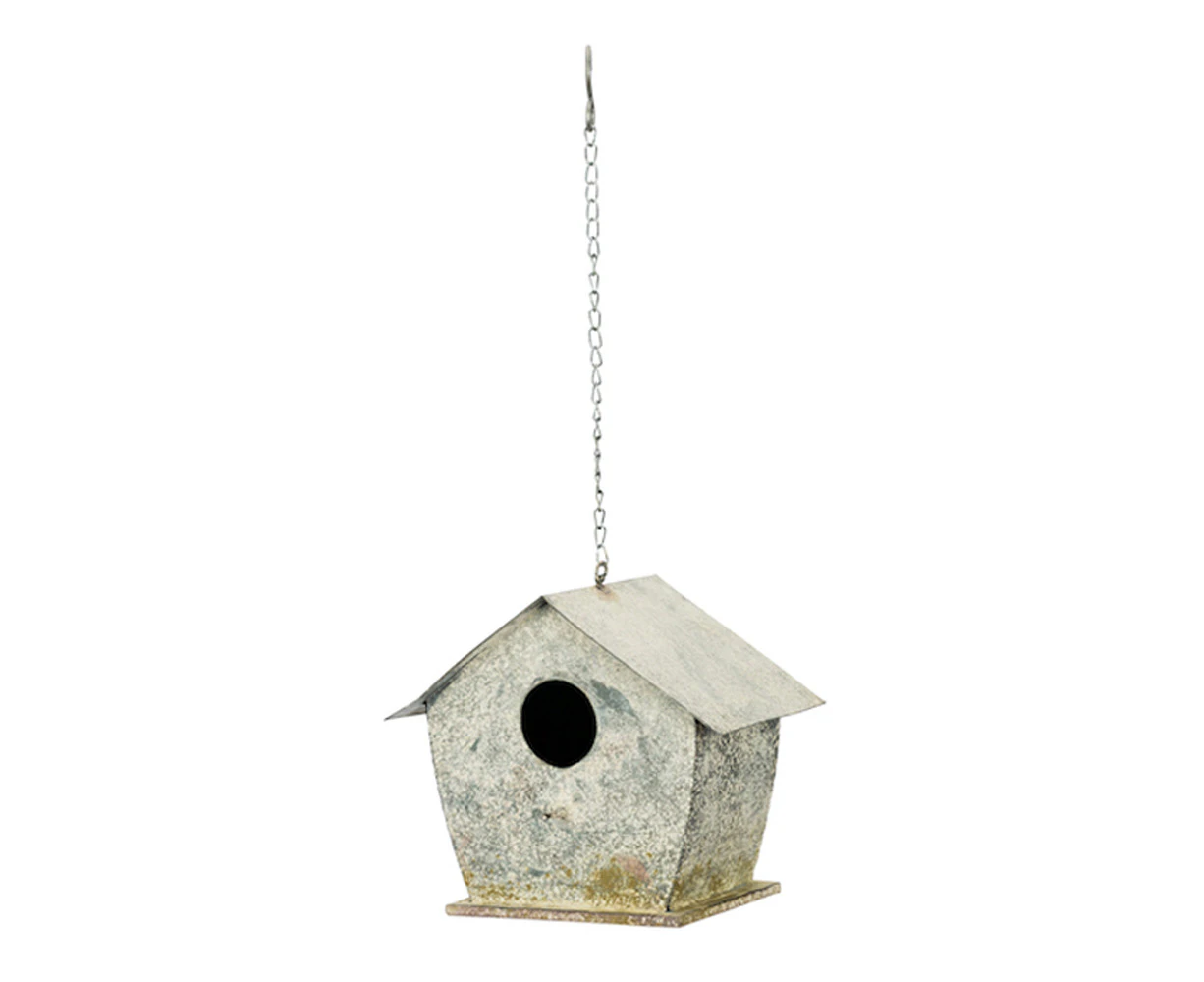 60cm Tree Hanging Birdhouse Box Moss Zinc Outdoor Garden Decoration Metal Decor