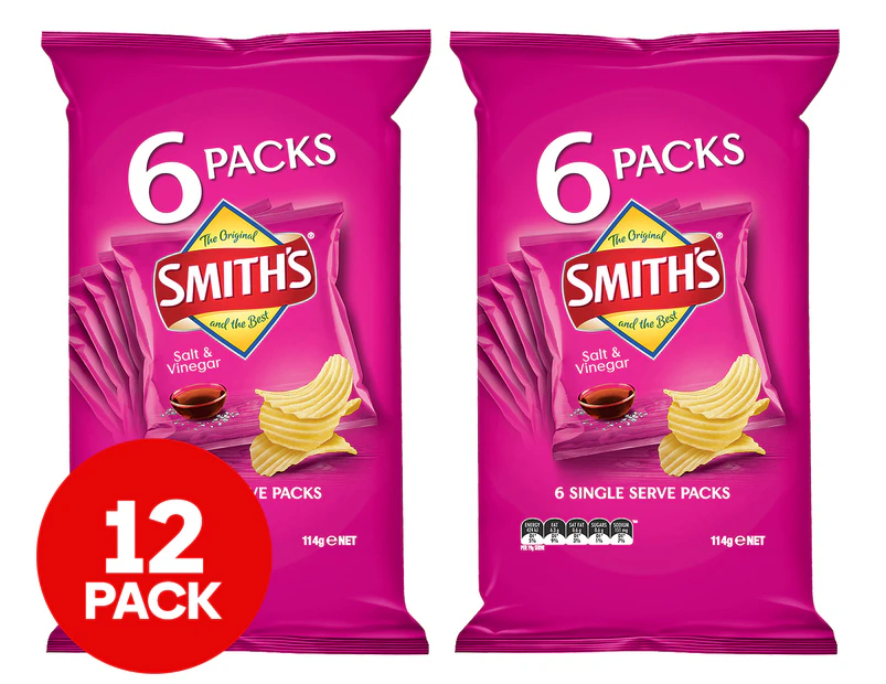 2 x Smith's Crinkle Cut Chips Salt & Vinegar 6pk