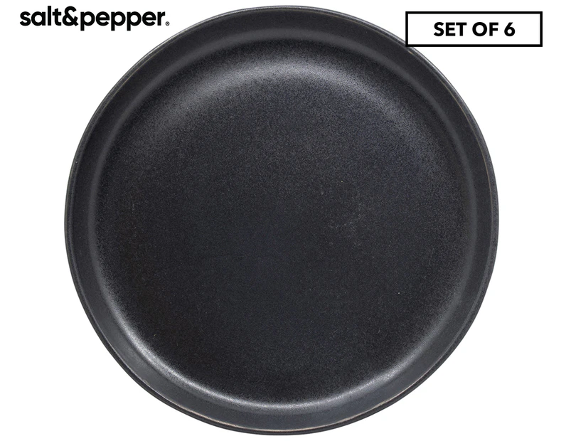 Set of 6 Salt & Pepper 20cm Bowl Food Entrée Plate - Black