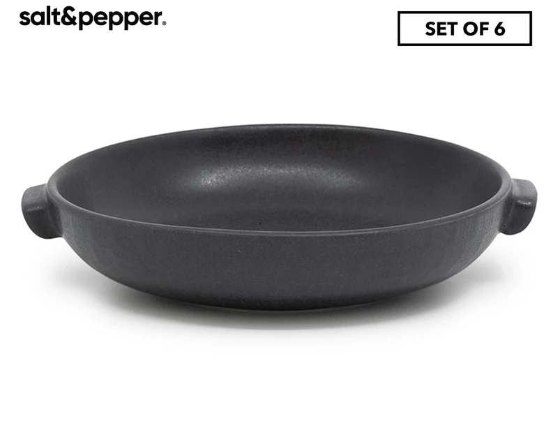 Set of 6 Salt & Pepper 15x4cm Bowl Food Dish - Black