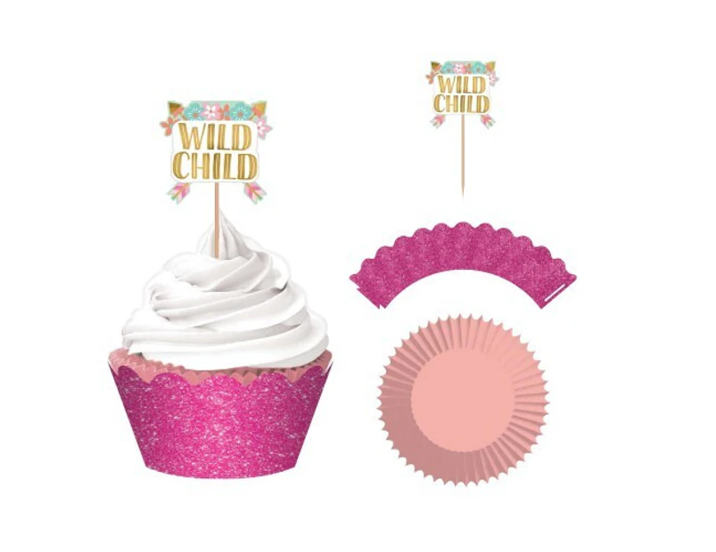 Boho Birthday Girl Glittered Cupcake Kit  Size: One Size