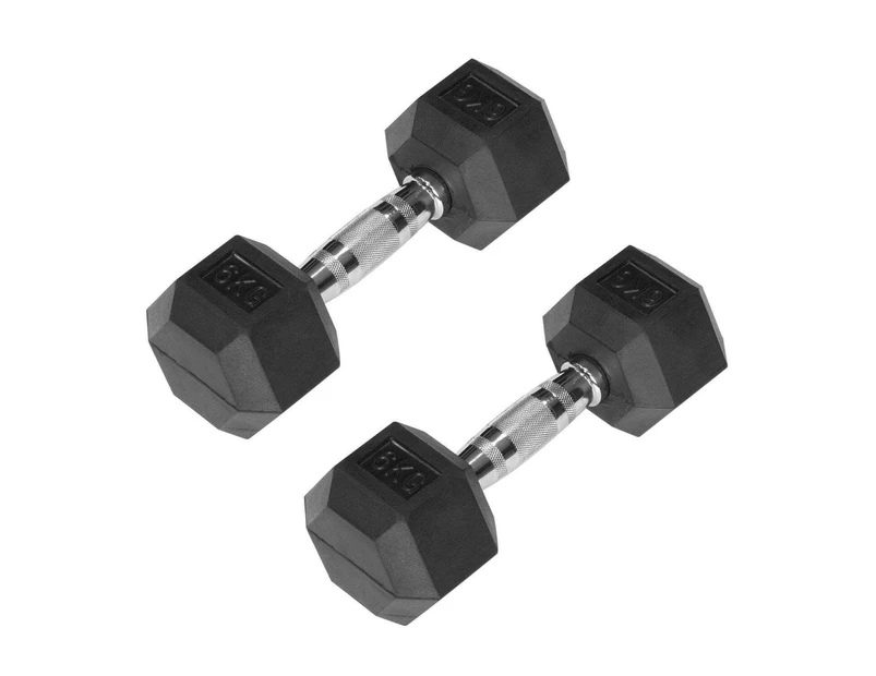 2-Piece Rubber Hex Dumbbell Set