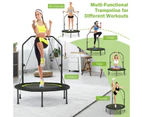 Costway 40" Mini Trampoline Fitness Rebounder Handrail Indoor Home Gym Cardio Exercise Trainer,Green