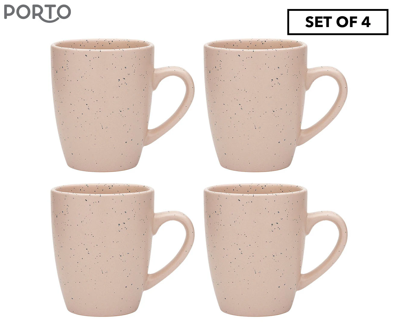 4pc Porto Sands Stoneware Mugs/Drinking Coffee/Tea Cup Tableware Set 320ml Blush