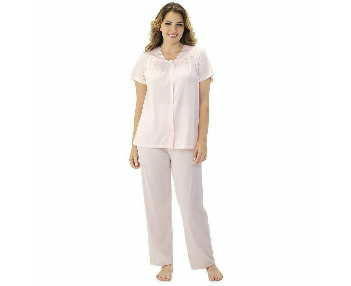 Exquisite Form Short Sleeve Long Leg Nylon Pyjama Set in Pink Champagne