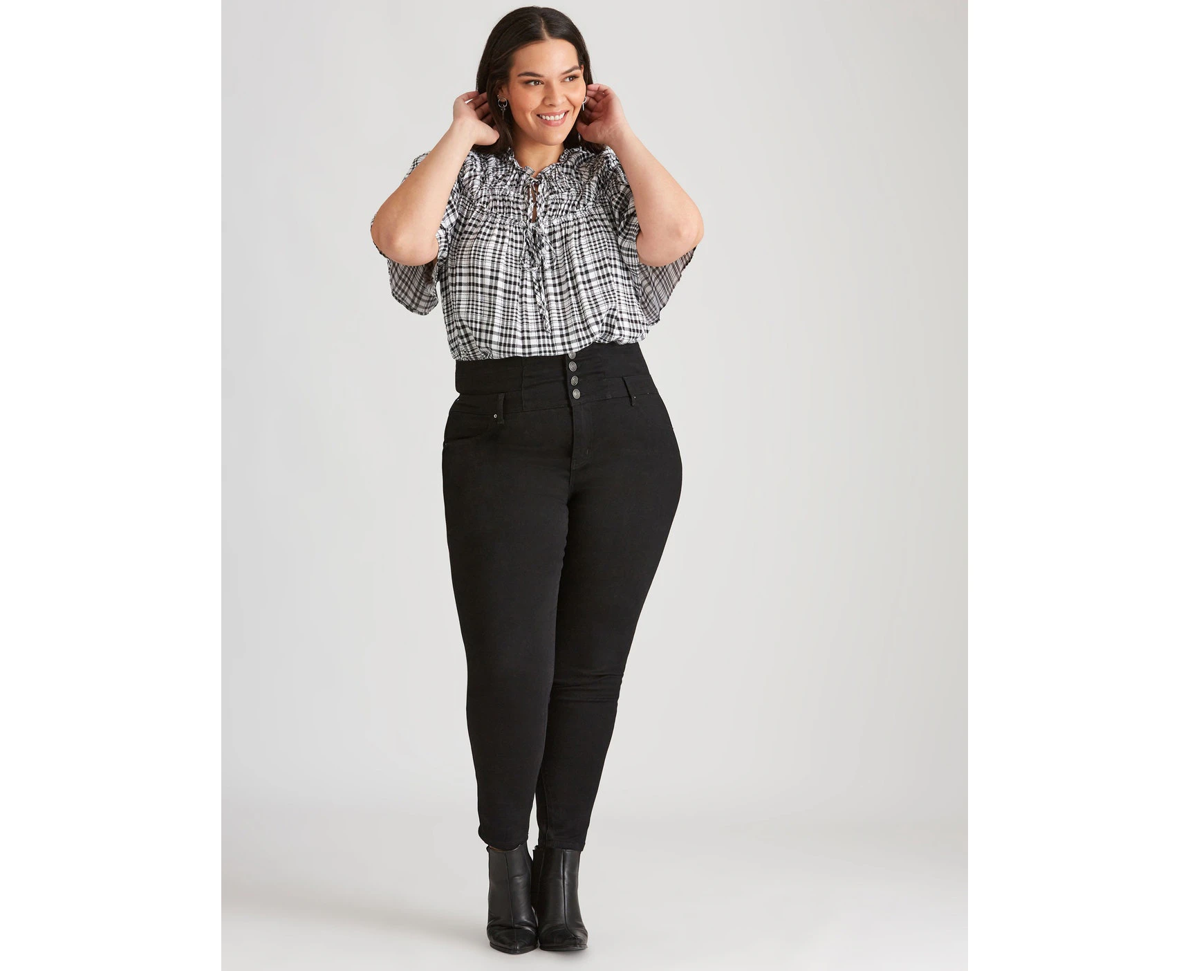 Autograph - Plus Size - Womens Jeans - Black Ankle Length - Denim - Cotton Pants - All Season - Elastane - High Waisted - Casual Fashion - Work Wear