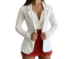 sunwoif Womens Open Front Long Sleeve Slim Blazer Office Jacket Formal Suit - White