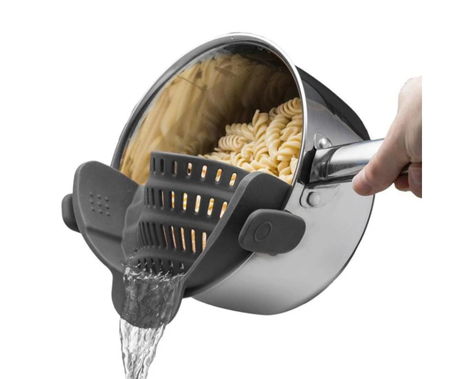 Silicone Wide Mouth Noodle Strainer - Dark Grey