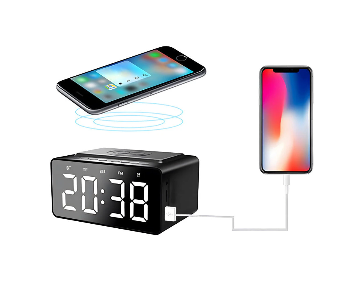 3-in-1 Wireless Bluetooth Speaker, Charger,Alarm Clock- USB Power Supply