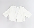 Ava & Yelly Girl's Shrug White Size Large L Open Front Solid Stretch #438 Kids Clothing Sweaters
