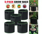 Pack of 5 Plant Grow Bag Fabric Pots 3/5/7/10 Gallon Home Garden Planter Bags Premium Breathable Natural Reinforced Non-Woven Felt Home Idea