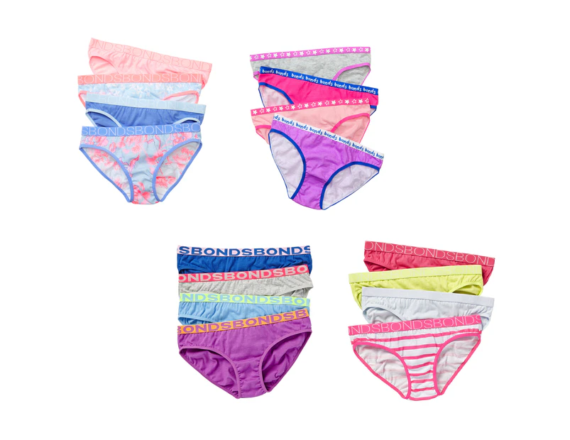 12 Pairs X Bonds Girls Underwear Brief Bikini Undies Knickers Assorted  Cotton - Mixed Colours