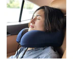 Travel Pillow Memory Foam Neck Pillow Airplane Travel Kit with 3D Sleep Mask Earplugs, Navy