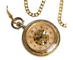 Antique Mechanical Pocket Watch Men Transparent Arabic Digital Skeleton Fob Watches Gift