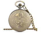 Men's Vintage Bronze Quartz Pocket Watch Necklace-White 3