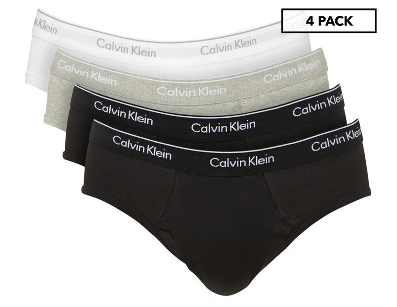 Calvin Klein Men's 100% Low Rise Hip Briefs 4-Pack - White/Grey/Black |  