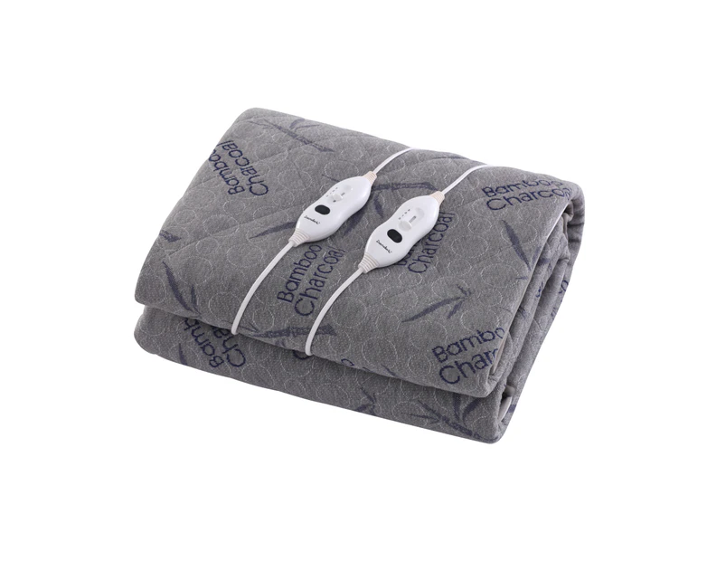 Dreamaker Bamboo Charcoal Quilted Electric Blanket Grey