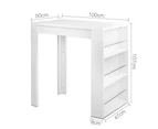 Artiss Bar Table 3-tier Storage Shelves White