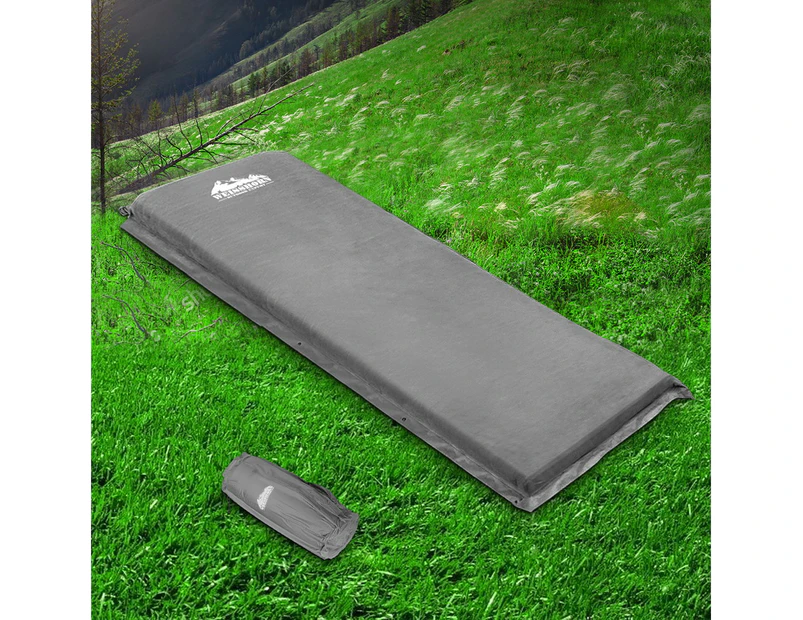 Weisshorn Self Inflating Mattress Camping Sleeping Mat Air Bed Single Grey