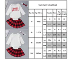 MasBekTe Baby Girls Long Sleeve Romper + Check Skirt + Headband Christmas Set - Red