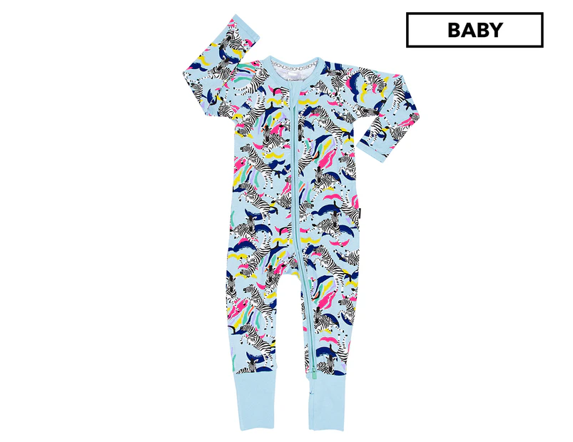 Bonds Baby Zip Wondersuit - Collage Zebra Calm Blue