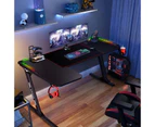 L Shaped Gaming Desk Computer Office Racer Table Desktop RGB LED Carbon Fiber 140CM