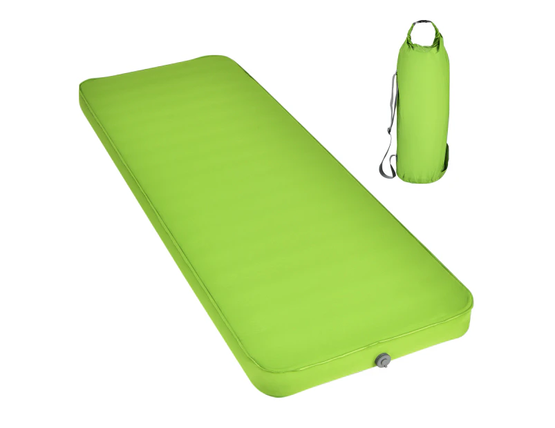 Costway Inflating Mattress Single Camping Sleeping Mat Air Bed Pad with Carry Bag Travel Hiking Picnic Green