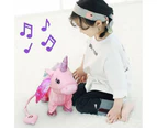 EZONEDEAL Magical Walking Unicorn Toys Singing Songs Children Gift Unicorn Plush Toy Kids-Pink