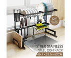 Large Kitchen Dish Rack Over the Sink Dish Drying Rack Stainless Steel with Utensil Holders