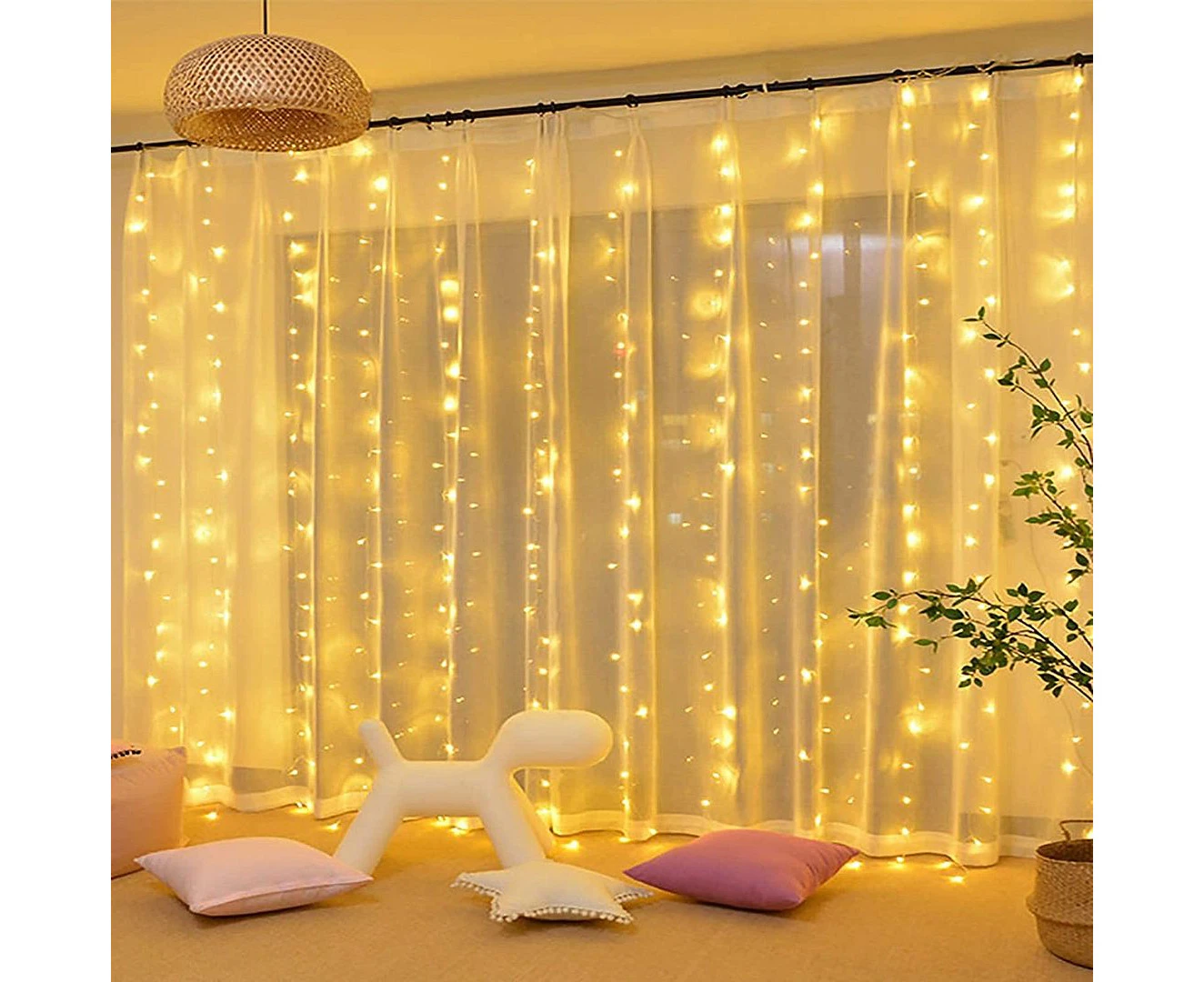 600 Led Curtain Fairy Lights Wedding Indoor Outdoor Christmas Garden Party Warm White 31V Safe to Use