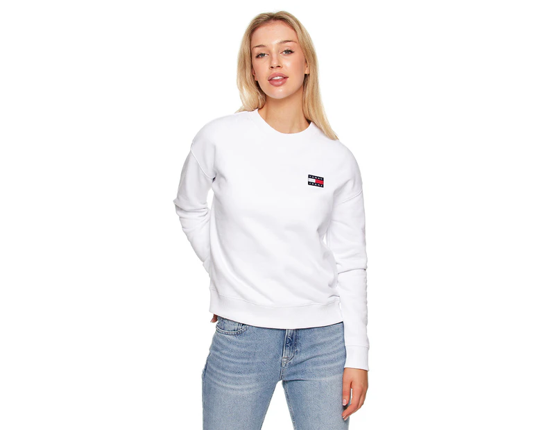 Tommy Jeans Women's Relaxed Tommy Badge Crew - White