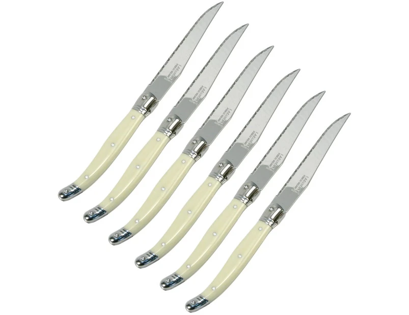 Laguiole by Andre Verdier Debutant Serrated Table Knives 6 Piece Set Ivory