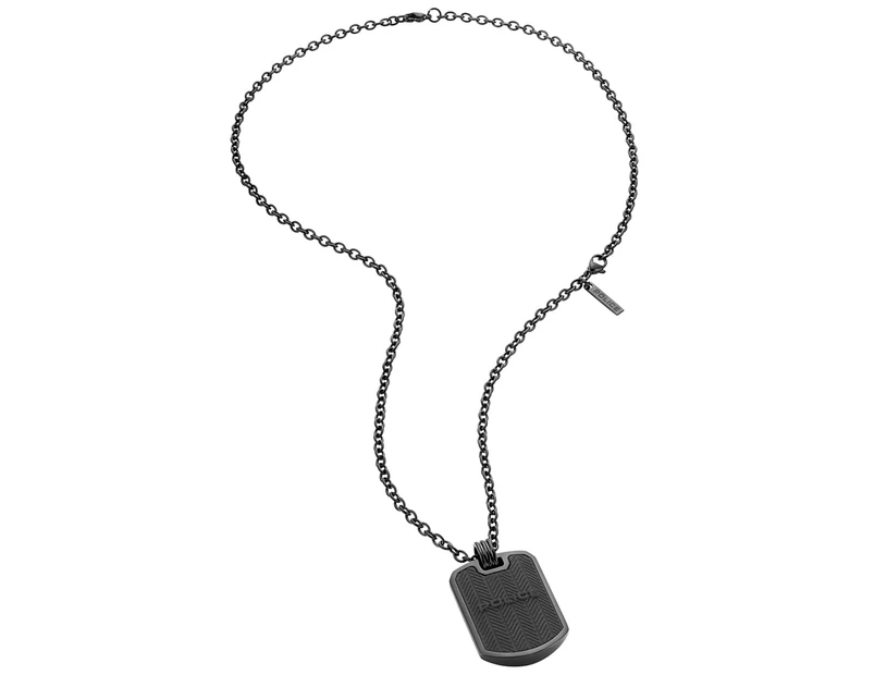 Police mens steel pendant necklace Black