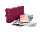 OUTNICE Mulit Credit Card Holder Wallets for Women Men Coin Purse Zipper Small Case Phone Bag - Rose Purple