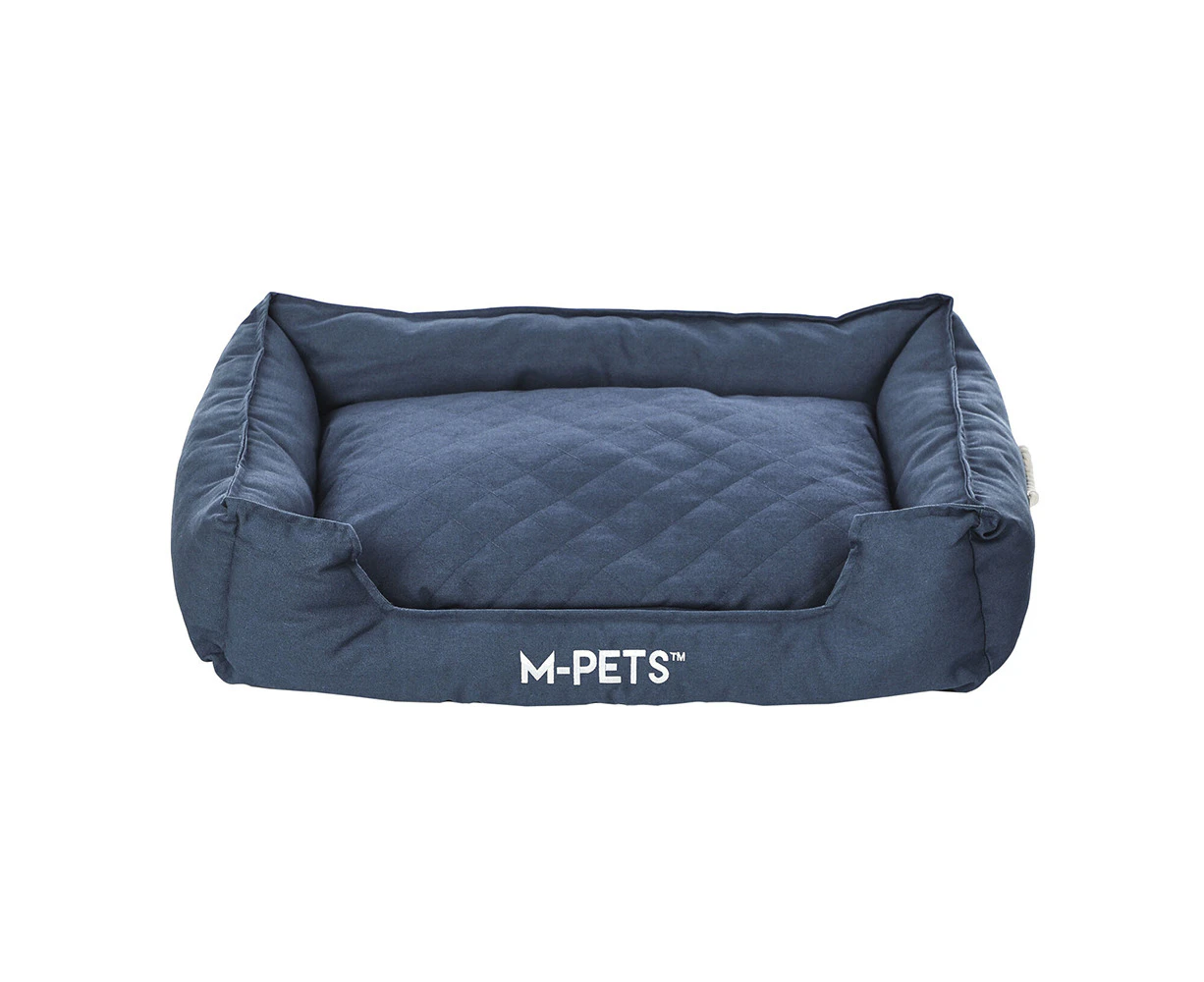 M-Pets Large 90cm Eco-Friendly Pet/Dog Bed Non-Slip Square Sleep Basket Blue