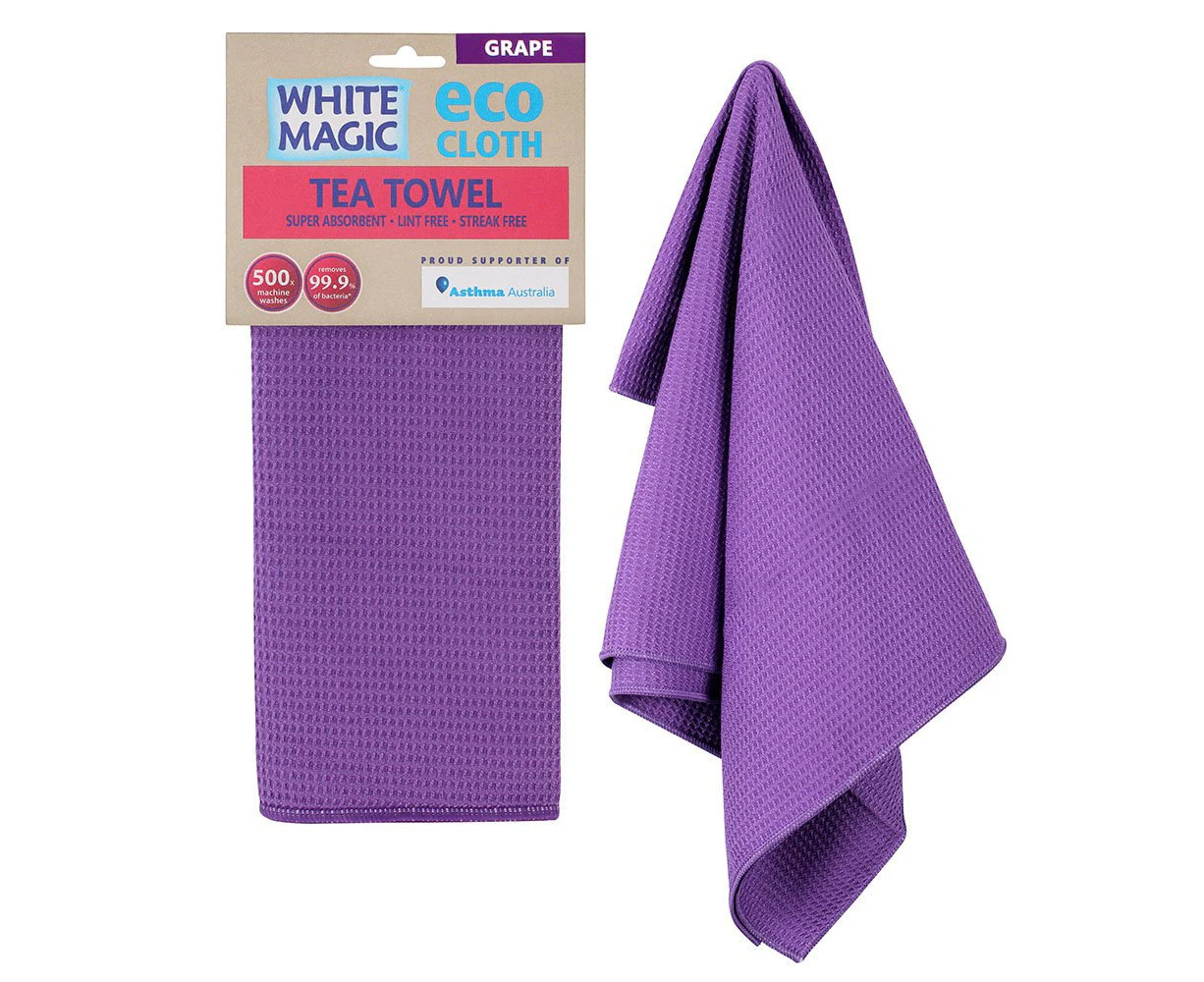 White Magic Eco Cloth Kitchen Sink Tea Towel Dish/Glassware Drying 70x50cm Grape